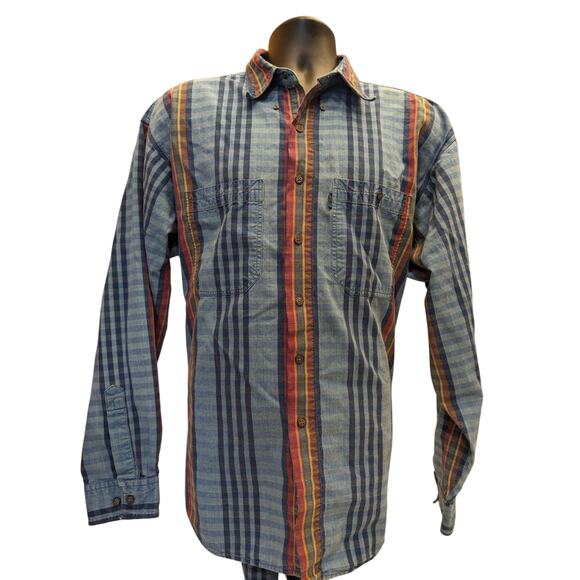 Colours by Alexander Julian Shirt Mens XL Plaid Cotton Long Sleeve Vintage Style - Picture 13 of 13